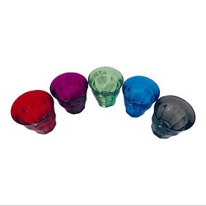 French Duralex Jewel Tone Glasses- set of 5 excellent condition!